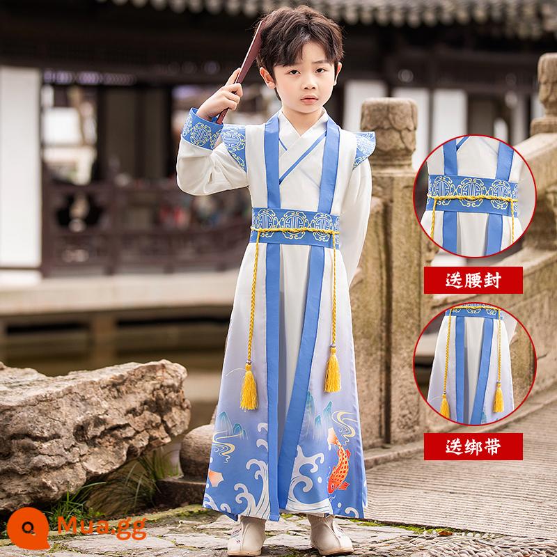 Hanfu Bé Trai Và Bé Gái Trang Phục Cổ Xưa 2023 Đồng Phục Học Sinh Trung Quốc Mới Cho Trẻ Em Trang Phục Biểu Diễn Tết Trung Thu Phong Cách Cổ Xưa Bộ Đồ Mùa Thu Siêu Cổ Tích - Kiểu dáng dài tay nam Lingyun (có quai + đai)