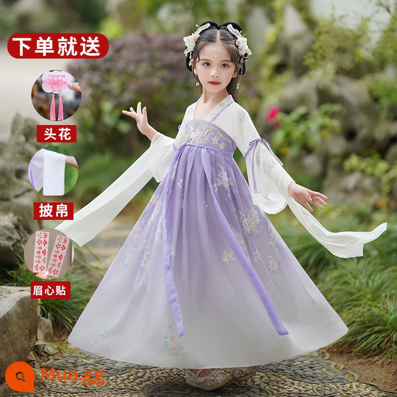 Hanfu Bé Trai Và Bé Gái Trang Phục Cổ Xưa 2023 Đồng Phục Học Sinh Trung Quốc Mới Cho Trẻ Em Trang Phục Biểu Diễn Tết Trung Thu Phong Cách Cổ Xưa Bộ Đồ Mùa Thu Siêu Cổ Tích - Ziyun-tay ngắn nữ [khăn choàng + phụ kiện miễn phí]