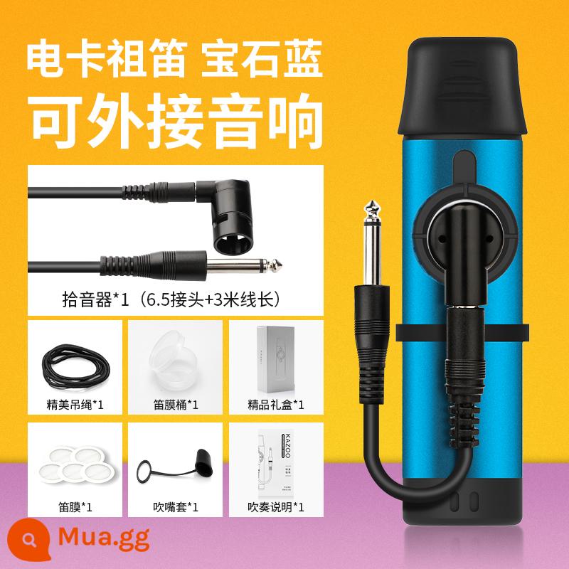 Metal kazoo saxophone chơi nhạc cụ kazoo cao cấp chuyên nghiệp nhập khẩu dành cho trẻ em mà không cần học - Kèn kazoo điện [sapphire blue] có thể kết nối với loa