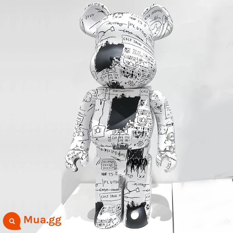 bearbrick1000% bạo lực gấu mạ điện trong suốt hạ cánh quá khổ trang trí phòng khách xây dựng gấu thủy triều chơi búp bê - màu trắng kem