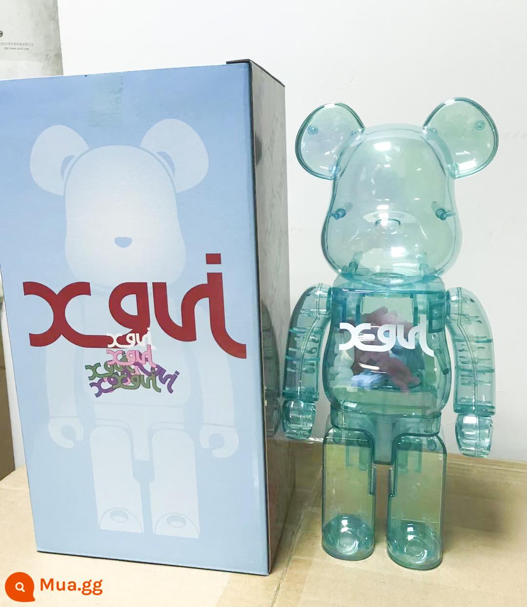 Bearbrick400% Bạo Lực Gấu Vật Trang Trí Đế Núi Rỗng Các Khối Xây Dựng Gấu Bầu Trời Đầy Sao Qianqiu Bắn Mực Phòng Khách Búp Bê Búp Bê - Màu xanh băng trong suốt