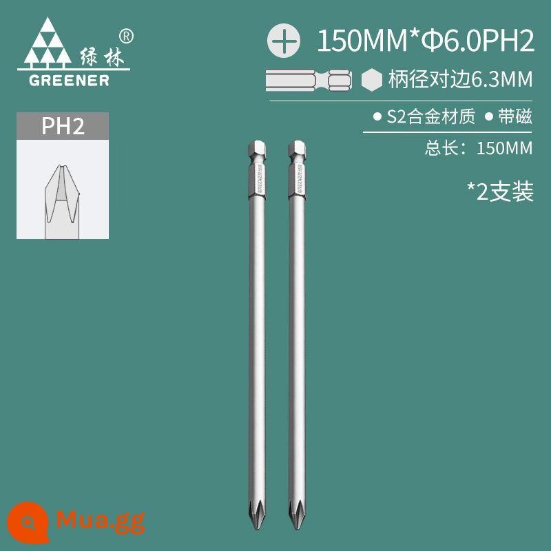 Rừng Xanh Một Từ Bit Bit Từ Tính Mạnh Độ Cứng Cao Khí Nén Từ Điện Tua Vít Máy Khoan Điện Bộ Tua Vít - Gói gồm hai mảnh, 150MMx6x[PH2]