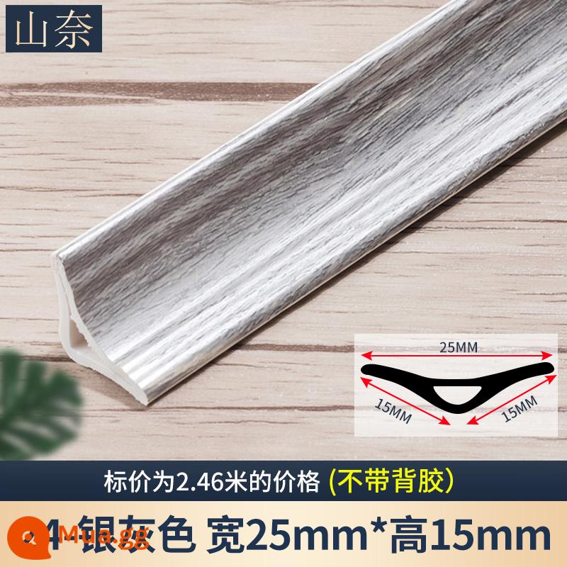 PVC góc âm dòng sàn gỗ âm góc dải trang trí dòng áp lực tự dính vòng cung tủ quần áo dải cạnh tam giác cạnh dải - Dây góc trong PVC 24-màu xám bạc cỡ lớn 2,46 mét/hỗ trợ