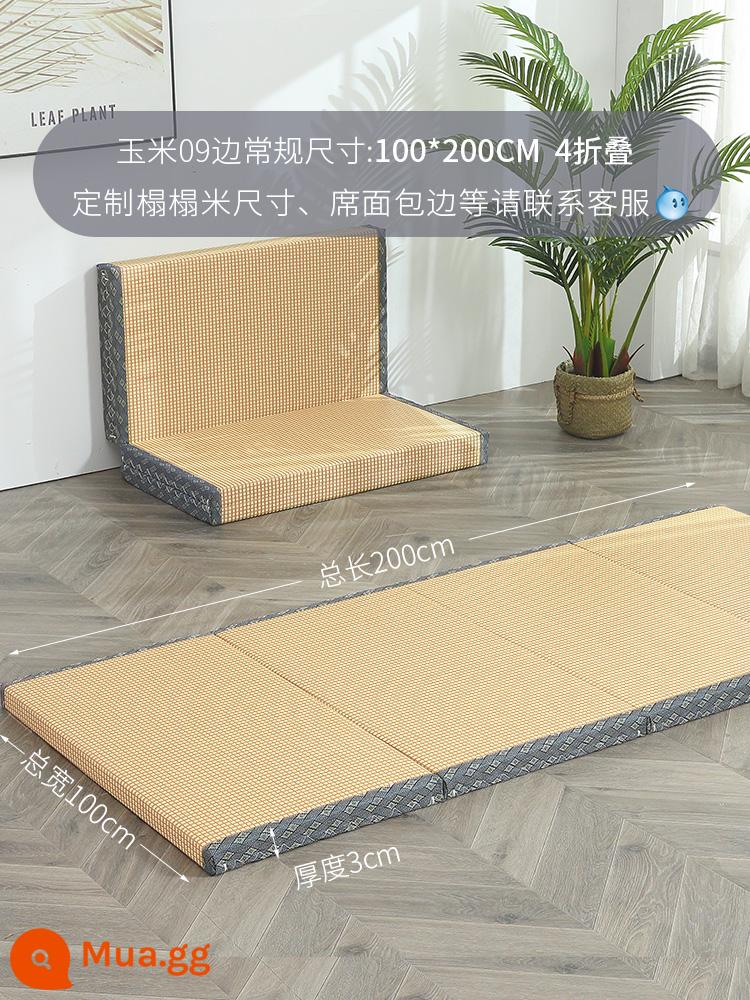 Chiếu tatami có thể gập lại, thảm dừa, nệm tùy chỉnh theo phong cách Nhật Bản, đệm nối cho trẻ em, đệm cửa sổ bay, đệm sàn, thảm ngủ, thảm trải sàn, thảm trải sàn - 100*200 dày 3CM 4 nếp ngô 09 mặt