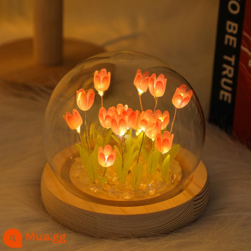 Đèn ngủ hoa tulip handmade DIY bó hoa quà tặng sinh nhật cho bé gái cao cấp người bạn thân nhất Ngày Phụ Nữ - Gói vật liệu tự làm màu hồng 9 miếng [loại pin] không có túi quà