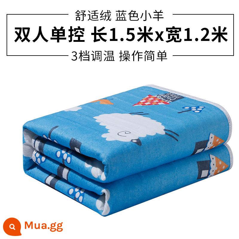 Chăn điện Thành Đô Trùng Khánh Hai người Cắt đôi Điều chỉnh nhiệt độ Hộ gia đình an toàn Ba người Tăng độ dày 2m 1,8m Giao hàng bằng điện - Nhung thoải mái [1,5X1,2 mét]-Blue Lamb