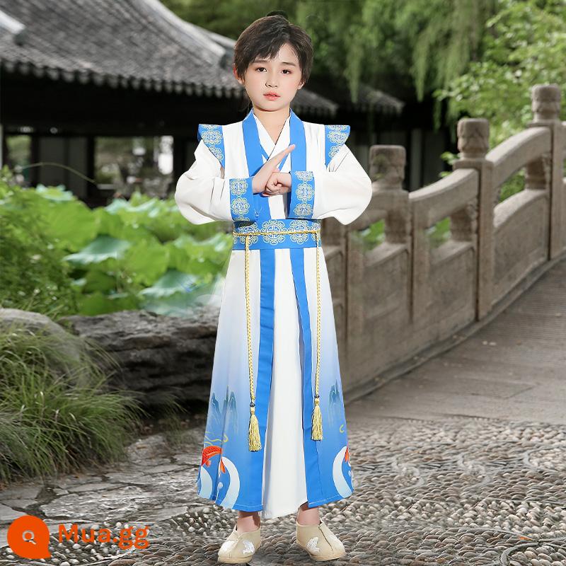 Hanfu Nam sinh Trường Quốc học Quần áo Phong cách Trung Quốc Trẻ em Trang phục Cổ xưa Sách Nam sinh Tiểu học Quần áo Trẻ em Trang phục Niệm Nữ - Cá chép nổi kiểu nam