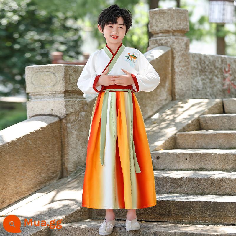 Hanfu Nam sinh Trường Quốc học Quần áo Phong cách Trung Quốc Trẻ em Trang phục Cổ xưa Sách Nam sinh Tiểu học Quần áo Trẻ em Trang phục Niệm Nữ - Người mẫu cá Koi nam