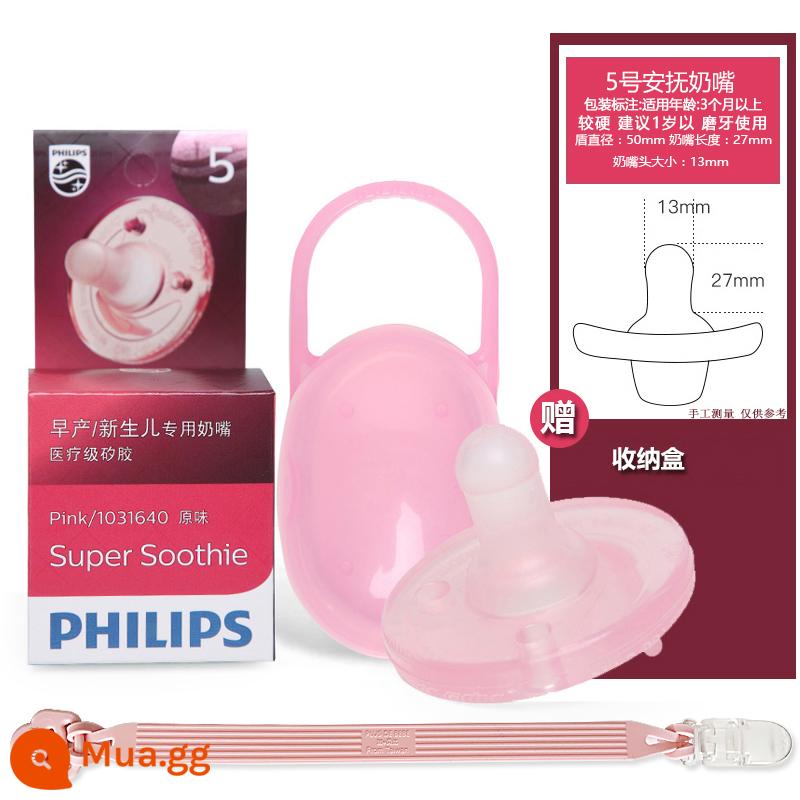 Núm vú giả Philips cho trẻ sơ sinh từ 0 đến 3 đến 6 tháng tuổi chống đầy hơi bằng silicon mới của Avent - Số 5 hương hồng original hơi cứng, khuyên dùng cho trẻ từ 1 tuổi trở lên