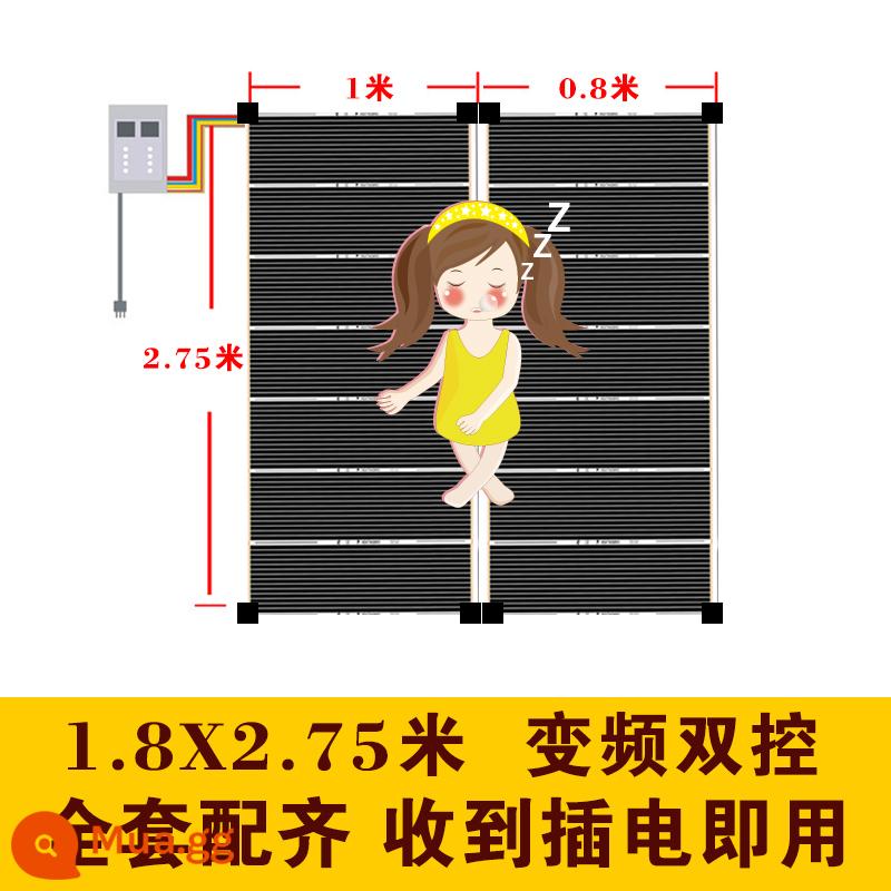 Phim sưởi ấm điện gia đình điện kang graphene sưởi ấm sàn tấm sưởi ấm sợi carbon sưởi ấm sàn điện in phòng tập yoga lắp đặt từ cửa đến cửa - Cắt đôi 1,8 * 2,75 mét + kiểm soát nhiệt độ + màng cách nhiệt