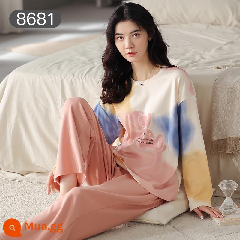 Bộ đồ ngủ Catman nữ cotton xuân thu quần dài tay có thể mặc bên ngoài Bộ đồ mặc ở nhà 100% cotton phong cách mới 2023 - Nhiều màu sắc [bộ đồ dài tay 100% cotton]