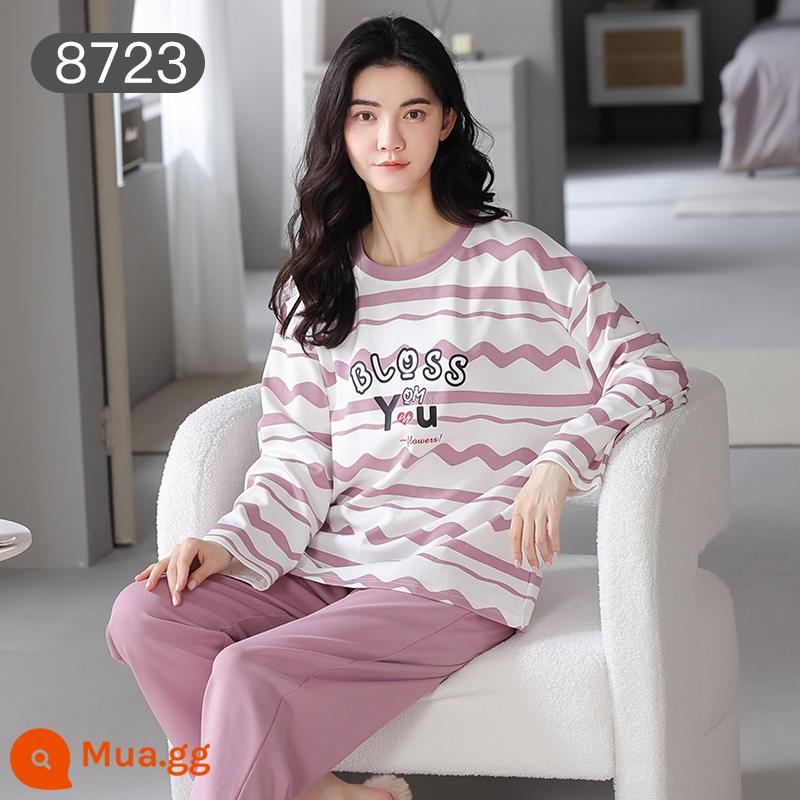 Bộ đồ ngủ Catman nữ cotton xuân thu quần dài tay có thể mặc bên ngoài Bộ đồ mặc ở nhà 100% cotton phong cách mới 2023 - Ziqi Donglai [bộ đồ dài tay 100% cotton]