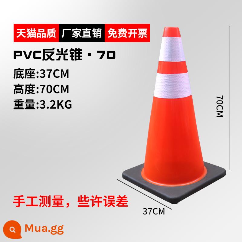 Nón đường cao su 70cm nón chắn đường phản quang Nón kem 90cm nón thùng cách ly bến tàu xây dựng đường nón phản quang - (PVC) Cao 70cm, nặng 6,4kg