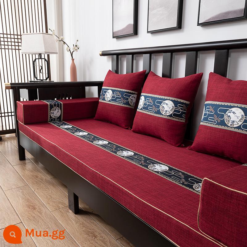 Đệm sofa bằng gỗ rắn đệm dày đệm mùa đông - Hạc mây núi đỏ