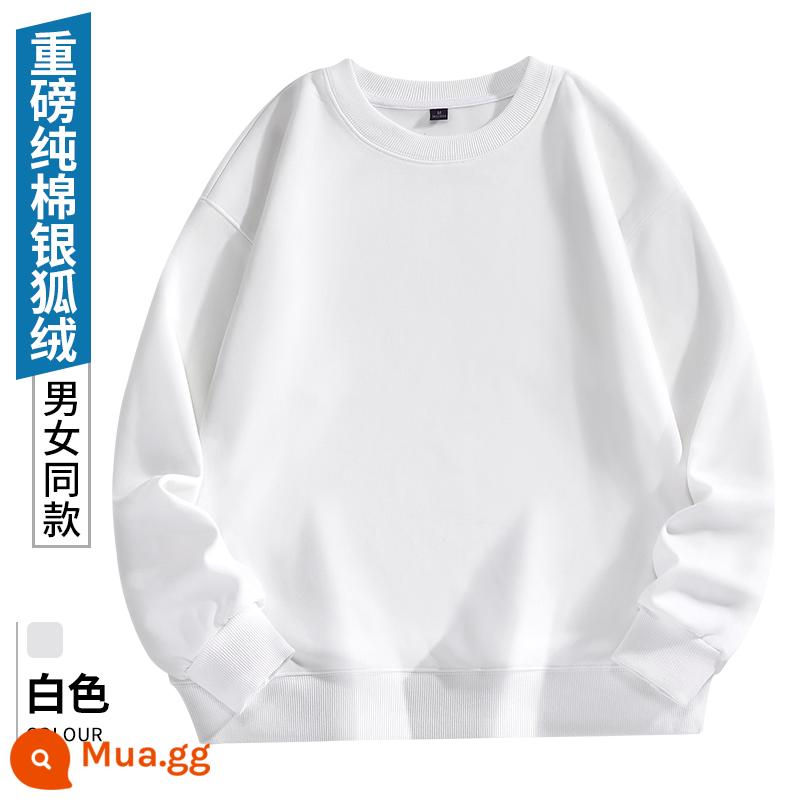 Áo nỉ in hình tùy chỉnh logo quần áo làm việc đồng phục đội DIY áo hoodie dài tay áo khoác quần áo mùa thu và mùa đông - ⑦-Trắng