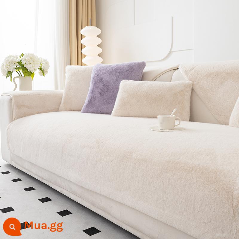 Cao cấp Milan chồn sang trọng dày ấm đệm sofa chống trơn trượt da thật chính hãng gỗ chắc chắn gỗ gụ đệm ghế sofa - Tuscany-Milan Mink-Màu be nguyên bản