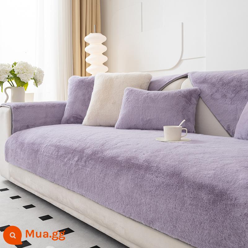 Cao cấp Milan chồn sang trọng dày ấm đệm sofa chống trơn trượt da thật chính hãng gỗ chắc chắn gỗ gụ đệm ghế sofa - Tuscany-Milan Mink-Tím nhạt