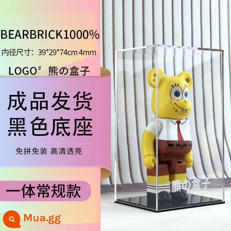 Bearbrick1000% Hộp Hiển Thị Bạo Lực Gấu Khối Xây Dựng Gấu Acrylic Trong Suốt Tích Hợp Hộp Bảo Quản Bụi - Hộp gấu đáy đen 39*29*74cm 1000% 4mm