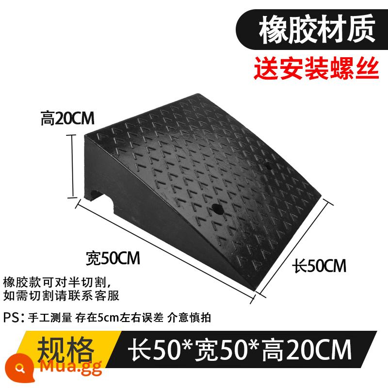 Đường cao su dọc dốc đường răng vành đai giảm tốc nhà xe bước lên dốc pad leo dốc pad ngưỡng pad - [50*50*20]Tất cả cao su đen + ốc vít