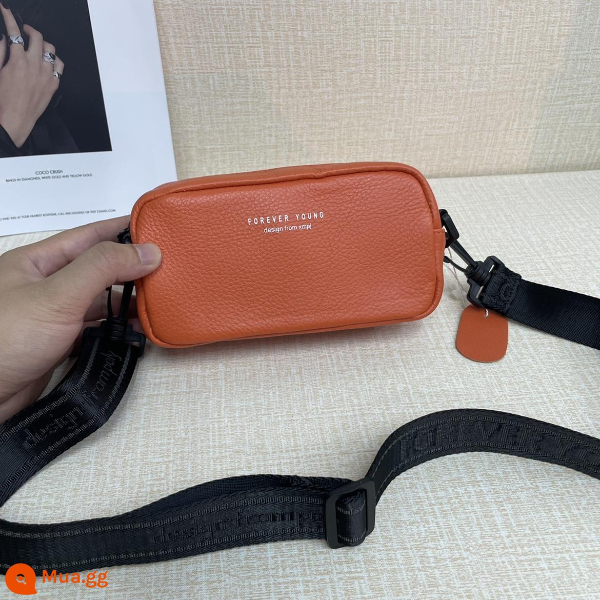 Ngoại thương LW Layer Layer Bag Square Square MỚI Thời trang mới đa năng Đen -Shoulder Messenger Tag Tail Cargo Wide Shel - trái cam