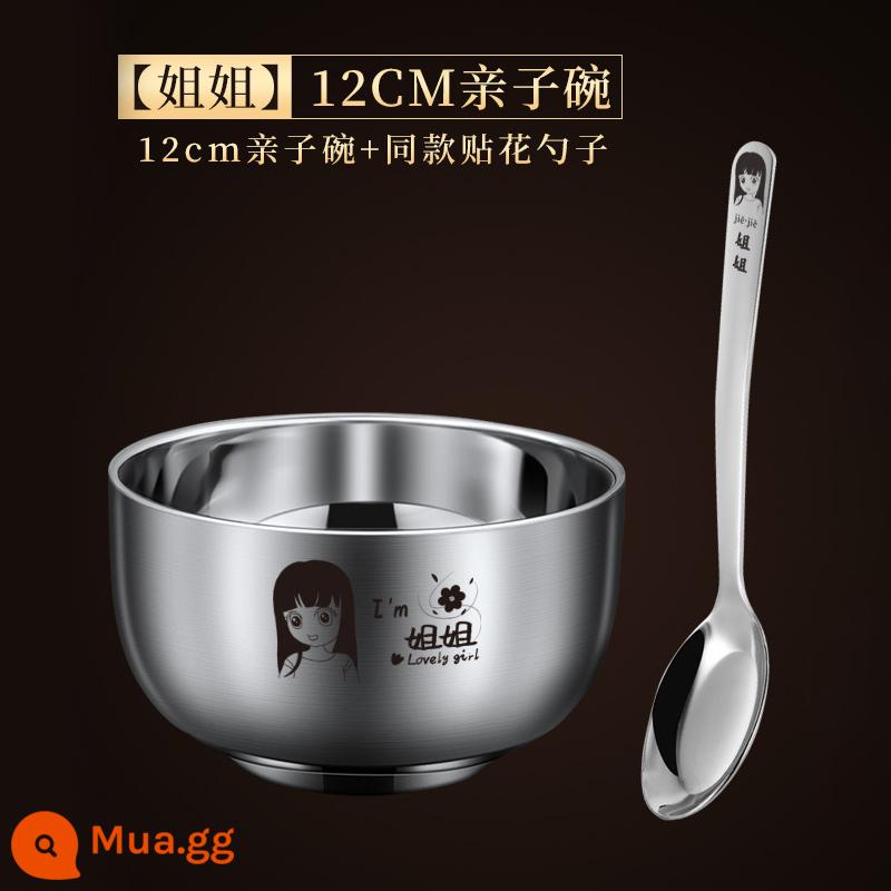 Bát ăn cơm cha mẹ và con inox kháng khuẩn cho gia đình ba bốn con Bát ăn cơm trẻ em hộ gia đình 316 chống rơi chống bỏng - 12cm (Chị) Viện Hàn lâm Khoa học Trung Quốc Chất liệu kháng khuẩn Giao hàng 304 Thìa dành cho cha mẹ và con cái