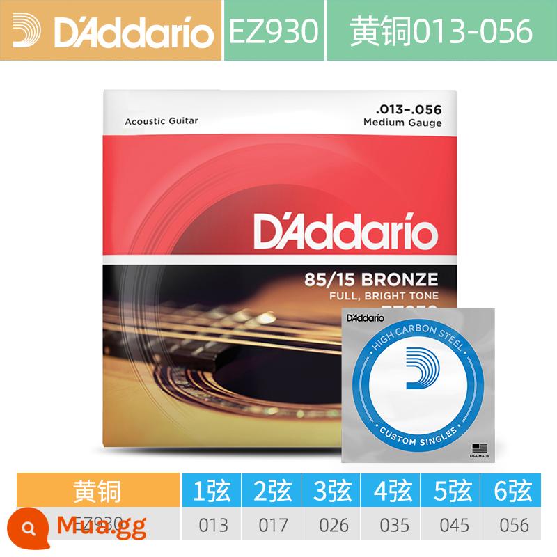 Dây đàn guitar acoustic dân gian D'Addario do Mỹ sản xuất trọn bộ dây đàn guitar đồng phốt pho EJ16 Bộ 6 dây đàn EZ910 - EZ930 _ Đồng thau (13-56) + 1 dây gốc