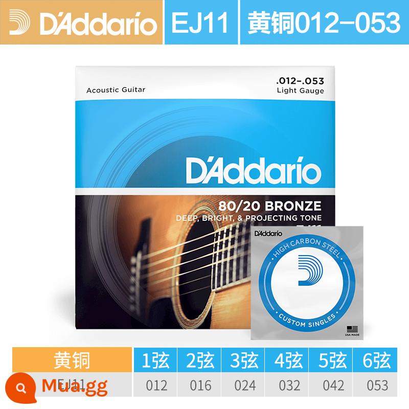 Dây đàn guitar acoustic dân gian D'Addario do Mỹ sản xuất trọn bộ dây đàn guitar đồng phốt pho EJ16 Bộ 6 dây đàn EZ910 - EJ11 _ Đồng thau (12-53) + 1 dây gốc