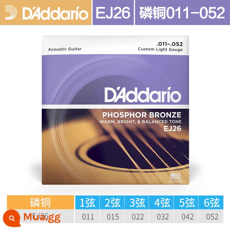 Dây đàn guitar acoustic dân gian D'Addario do Mỹ sản xuất trọn bộ dây đàn guitar đồng phốt pho EJ16 Bộ 6 dây đàn EZ910 - EJ26 _ Đồng lân (11-52)