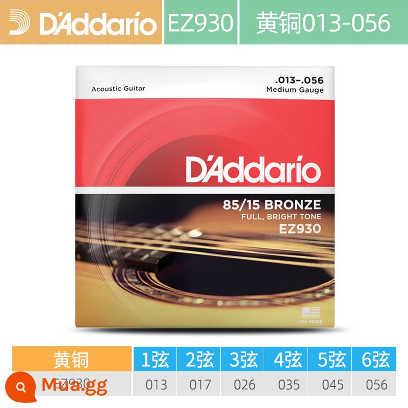 Dây đàn guitar acoustic dân gian D'Addario do Mỹ sản xuất trọn bộ dây đàn guitar đồng phốt pho EJ16 Bộ 6 dây đàn EZ910 - EZ930 _ Đồng thau (13-56)