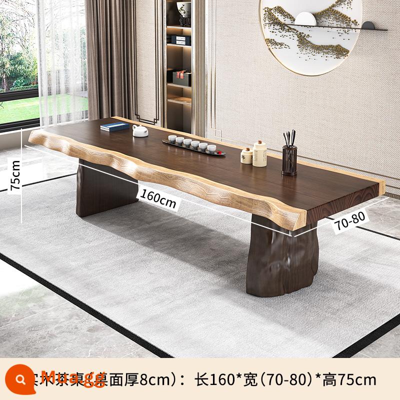 Rapi Solid Wood Tea Bàn và Ghế kết hợp Neo -Classical Zen Mới Trung Quốc Pine Board Board Bubb - Chân gỗ nguyên khối: 160*(70-80)*75(8cm)