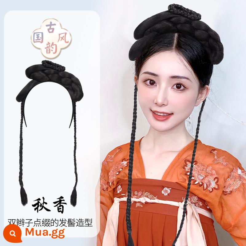 Trang phục cổ đại Túi tóc giả Hanfu một mảnh băng đô lười biếng trùm đầu đầy đủ phong cách cổ xưa tay còn lại búi tóc phù hợp với tóc pad - Băng đô Thu Hương