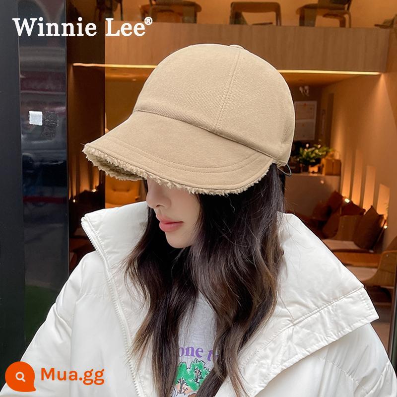 Winnie Lee Hat Hat Girl vào Autumn and Winter, lạnh -chống lạnh, ấm áp và nhung xe đạp đội bóng chày đa năng - Kiểu lưỡi vịt viền giữa nhung, màu trắng nhạt