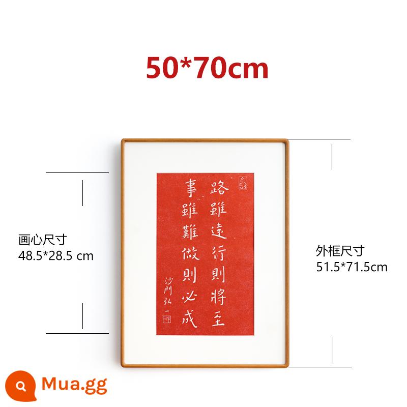 Đường dẫu xa cũng sẽ tới Bức tranh trang trí cọ xát của sư phụ Hongyi Li Shutong câu cách ngôn đỏ tranh treo phòng trà nghiên cứu - 50*70cm