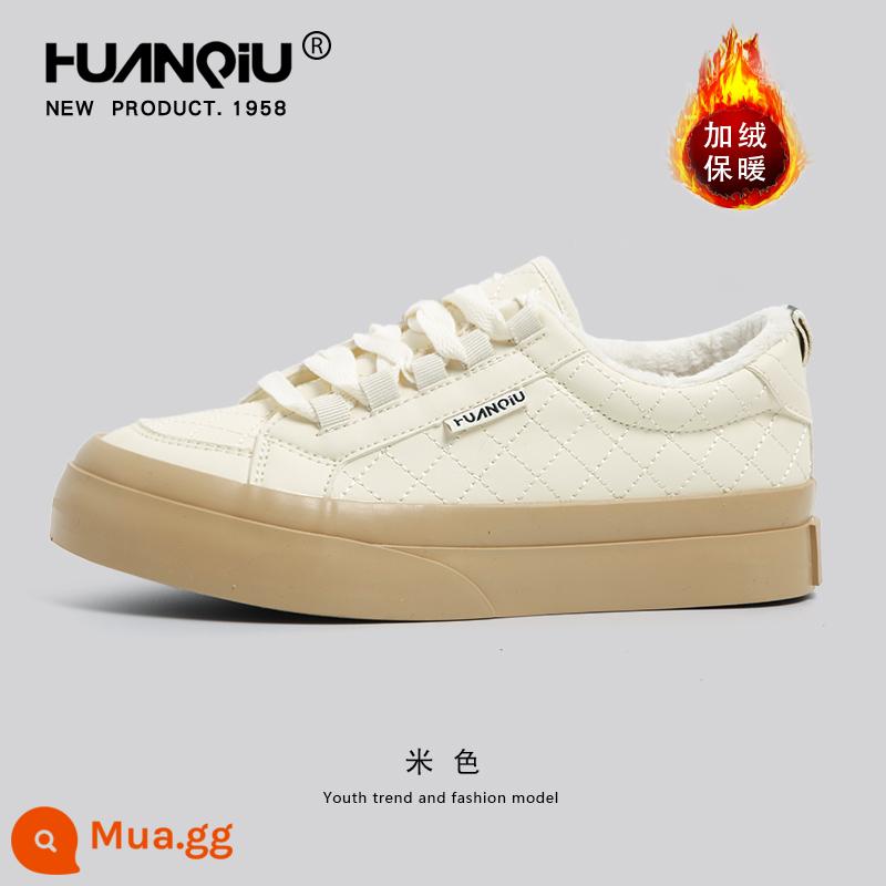 Toàn Cầu Niche Chính Hãng Nhỏ Màu Trắng Giày Nữ 2022 Giày Vải Nhung Mới Giày Nữ Mùa Thu Đông Giày Sneaker Thường Ngày Tất Cả Trận Đấu - lông cừu màu be