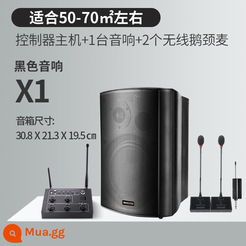 Âm thanh không dây treo tường Loa Bluetooth dành riêng cho cửa hàng bao quanh phòng ăn thanh thương mại phòng khiêu vũ phòng hội nghị - Bộ điều khiển nâng cấp + 1 loa đen + 2 micro cổ ngỗng