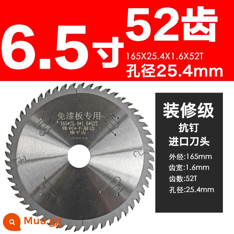 Lưỡi cưa thợ mộc Máy cưa điện lithium Máy cưa tròn 4 inch 5 inch 5,2 inch 5,5 inch 6 inch Lưỡi cắt gia dụng chống đinh - 6,5 inch 20 lỗ 52 răng [đường kính 165] - có sẵn tấm không sơn - loại nhập khẩu