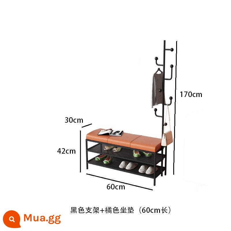 Ánh sáng sang trọng nhà thay giày phân móc treo móc áo một cửa nhà hẹp giày giá áo giá kết hợp tủ giày móc áo hạ cánh - Kệ đen + da cam (60*30*170)