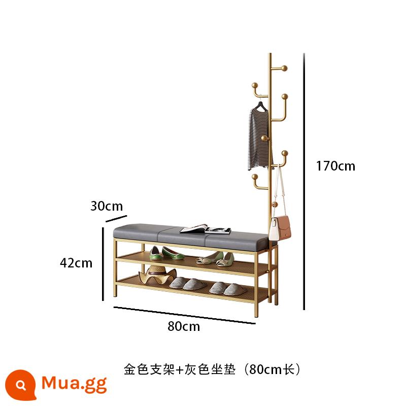 Ánh sáng sang trọng nhà thay giày phân móc treo móc áo một cửa nhà hẹp giày giá áo giá kết hợp tủ giày móc áo hạ cánh - Kệ vàng + da xám (80*30*170)