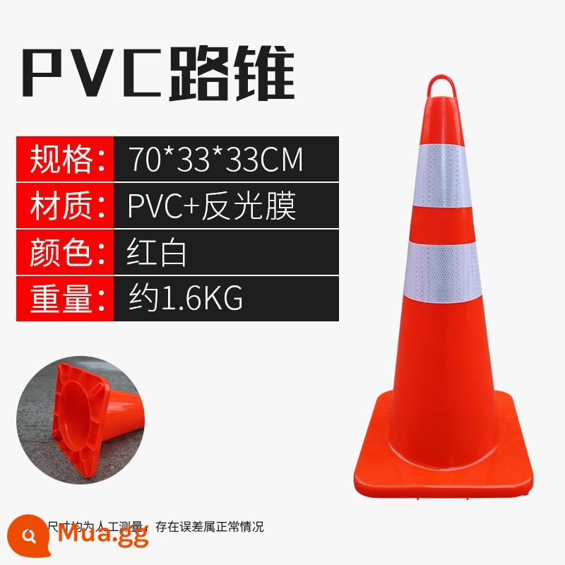 Hình nón đường bằng cao su PVC hình nón phản quang thùng kem không có chướng ngại vật đỗ xe cột cảnh báo hình tam giác an toàn Mẫu hình nón kem - Nón đường PVC 70CM vòng nâng màu đỏ