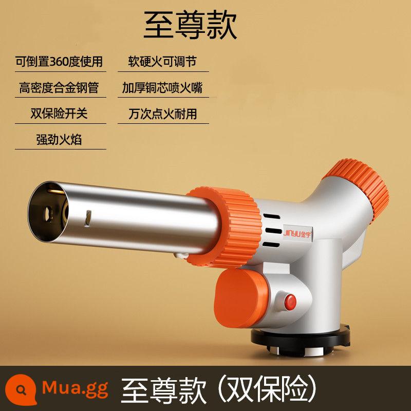 Băng cassette bình gas lửa súng blowtorch đốt lông heo đánh lửa nướng gas súng hàn ngọn lửa đốt thịt đầu súng phun hộ gia đình - Màu trắng tối cao (bảo hiểm kép)