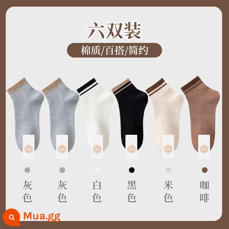 Người phụ nữ Bà 2022 Mùa xuân và mùa thu ngắn Motormus Cotton Girls Sports Autumn Dải băng giữa - [Phong cách thông thường] 2 xám + trắng + đen + gạo + cà phê