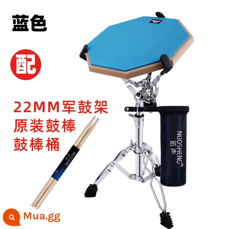 Trống thực hành trống câm Nuosheng 12 inch đệm trống câm bộ đếm nhịp bộ trống dành cho người mới bắt đầu mục bộ gõ tấm trống phụ - Trống câm màu xanh + dùi trống + thùng dùi trống + giá đỡ trống snare