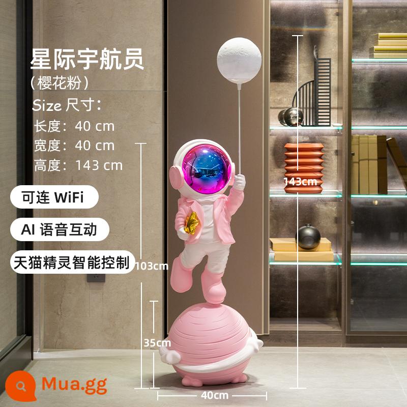 Phi hành gia lớn trang trí phòng khách từ sàn đến trần nhà trang trí tủ TV sofa bên cạnh quà tặng tân gia - (Sakura Pink) [Loa WiFi Tmall Elf và đèn hành tinh] 1,43 mét