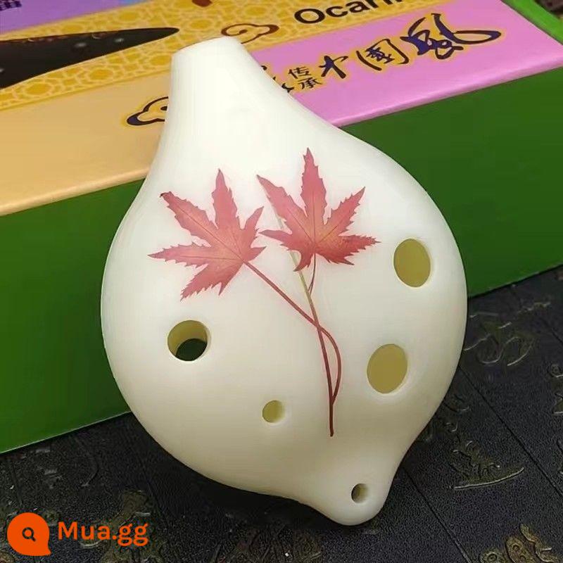 Sinh viên chống rơi 6 lỗ ocarina alto C tông nhựa nhựa AC người mới bắt đầu nhựa 6 lỗ phụ kiện miễn phí vận chuyển nhạc cụ - Miệng ngắn nhựa 6 lỗ tone AC sơn lá phong đỏ, sáo trần không kèm phụ kiện