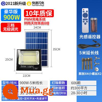 Đèn năng lượng mặt trời chiếu sáng sân vườn công suất cao 1000 watt nông thôn mới một kéo hai đèn đường gia đình đèn ngoài trời chống nước - 900 watt [ánh sáng thực tế 270 mét vuông] 606 hạt đèn +