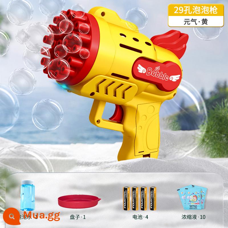 Máy bắn bong bóng pháo hoa 69 lỗ Súng gatling cầm tay Điện lưới tự động Red Explosion 2022 Đồ chơi trẻ em mới cho bé trai và bé gái - Vitality Yellow [Mẫu pin] + 1 Nước bong bóng + 10 gói chất lỏng + 4 pin