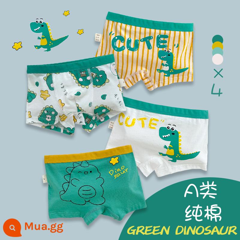 Quần lót trẻ em bé trai boxer bông hoạt hình khủng long bé trai bé trung và lớn trẻ em quần đùi cotton xuân thu - Khủng Long Dễ Thương [4 Gói] K61