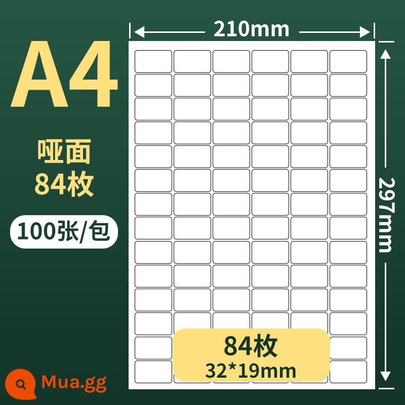 giấy photocopy a4 tự dính 100 tờ nhãn in Giấy photocopy A4 nhãn tự dính phần bên trong cắt giấy kraft giấy tự dính nhãn mờ bóng tự dính in phun laser - A4 (100 tờ mờ) 84 ​​ô (32*19)