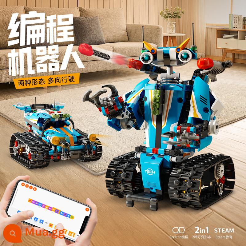 Đầu Lập Trình Robot Khối Xây Dựng Xếp Hình Trẻ Em 6-10-13 Tuổi Lắp Ráp Đồ Chơi Bé Trai Quà Tặng Sinh Nhật - Robot + xe địa hình có bánh xích [hai dạng]