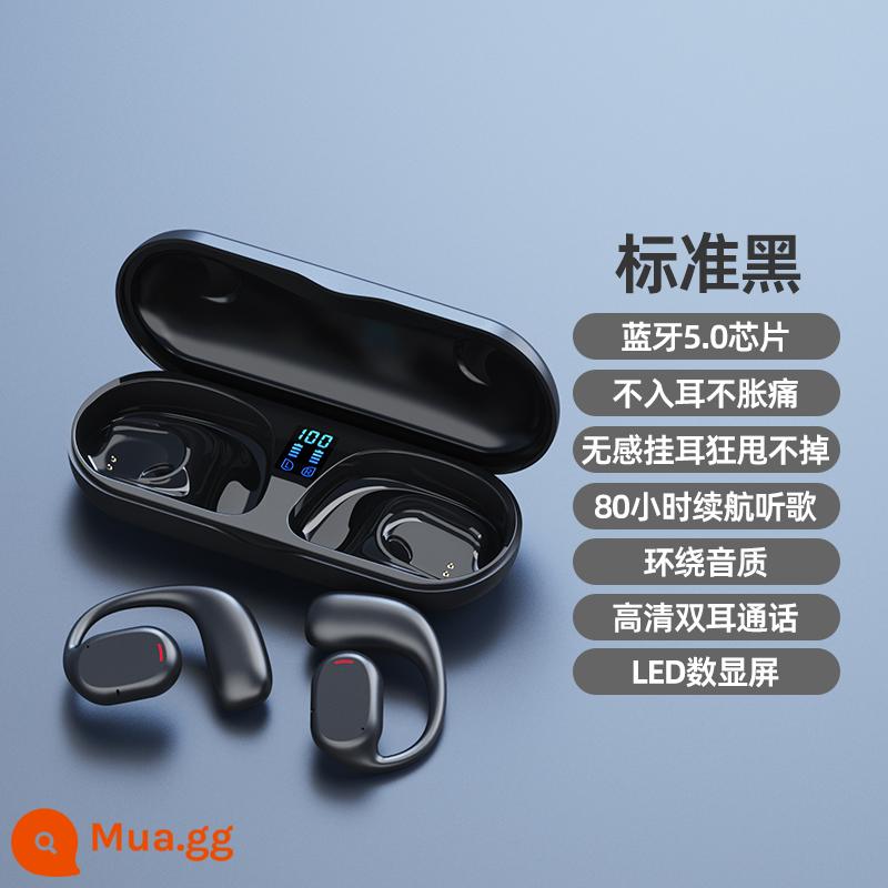 Tai nghe Bluetooth thể thao dẫn truyền xương trong tai Kẹp tai không dây thực sự Móc tai Tuổi thọ pin cực dài Thích hợp cho Huawei và Apple - Màu đen tiêu chuẩn [móc tai không cảm giác, không thể văng ra + không vào tai và không gây sưng đau]